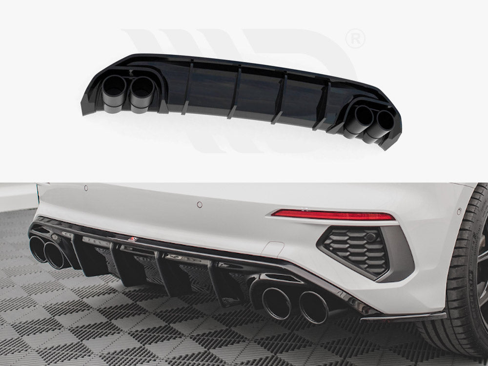 Central Rear Splitter (with vertical bars) Audi A3 Sportback 8Y, Our Offer  \ Audi \ A3 / S3 / RS3 \ A3 \ 8Y [2020-] \ Sportback