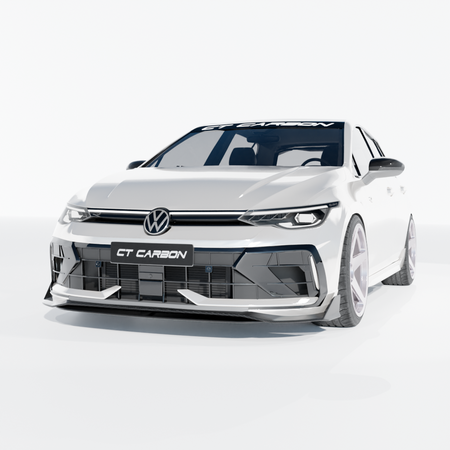VW GOLF MK8.5 R CARBON FIBRE SPLITTER - CT DESIGN-Splitter-CT CARBON-CT Carbon - High-quality carbon fiber and gloss black aerodynamic parts for premium sports and luxury vehicles.