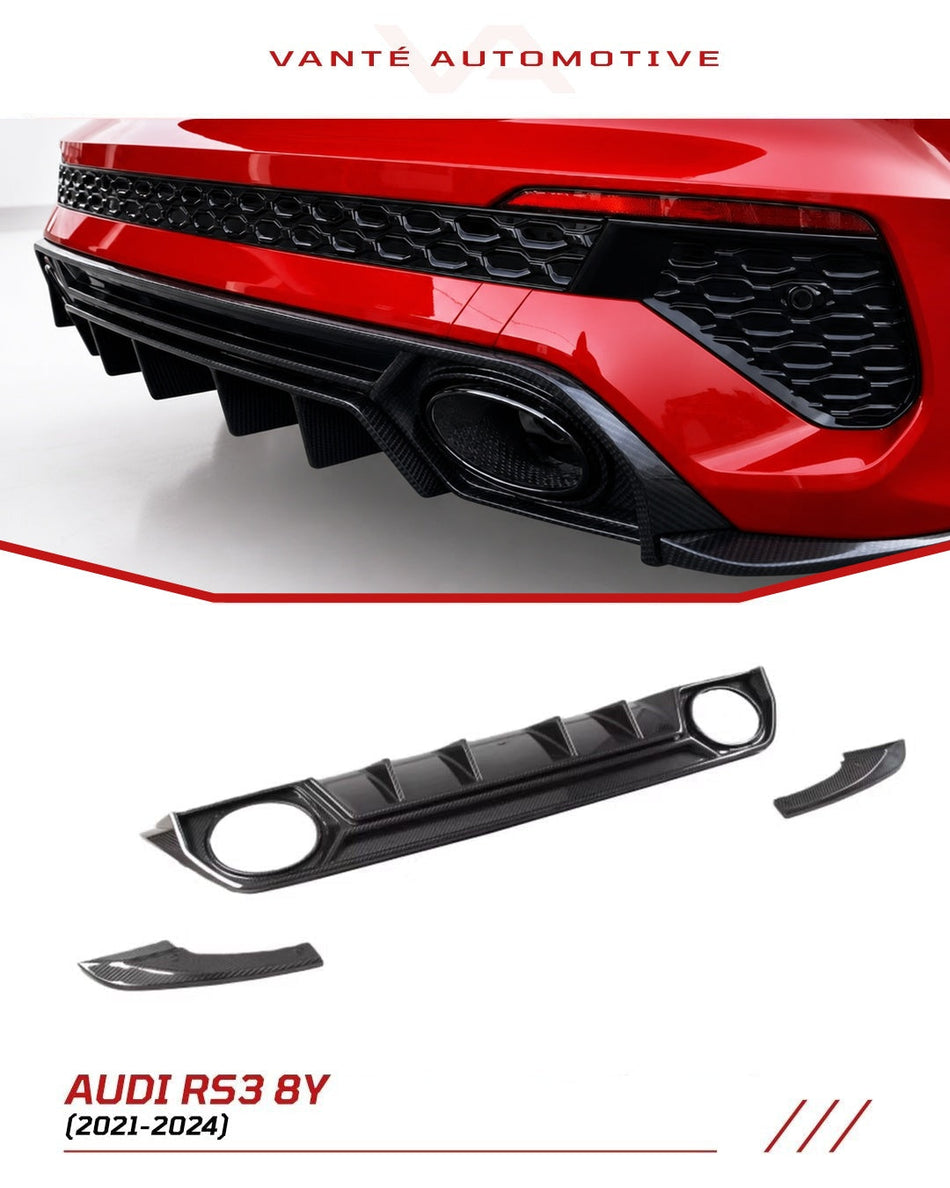 Audi RS3 8Y 2021+ Carbon Fiber Rear Diffuser Kit V2