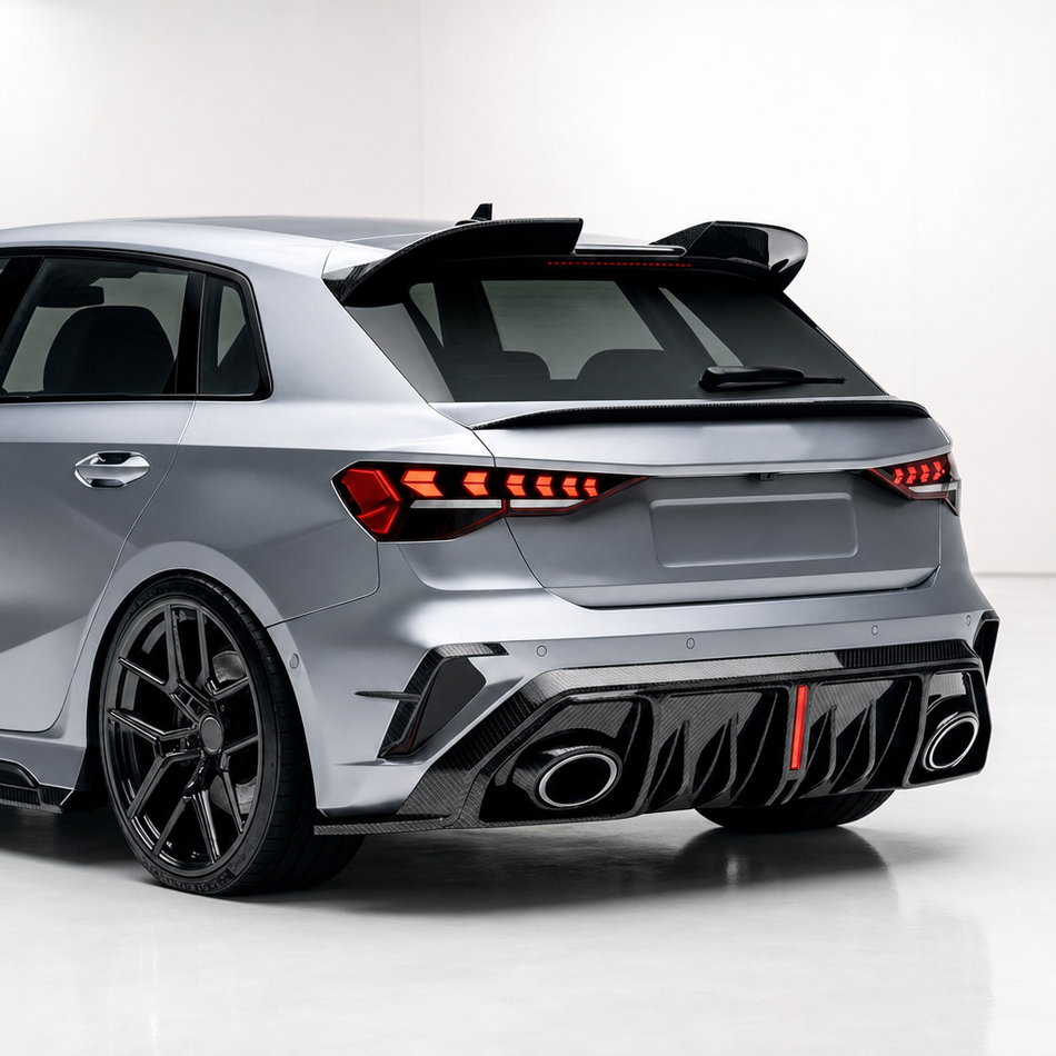 Audi RS3 8Y.5 Facelift Carbon Fibre Rear Diffuser With LED