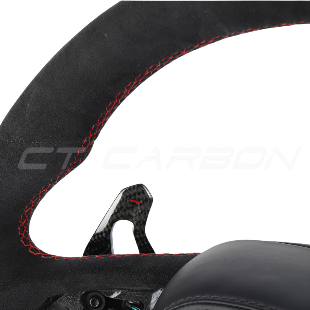 AUDI RSQ8 FULL ALCANTARA FLAT BOTTOM CUSTOM STEERING WHEEL-Custom Steering Wheels-CT CARBON-CT Carbon - High-quality carbon fiber and gloss black aerodynamic parts for premium sports and luxury vehicles.