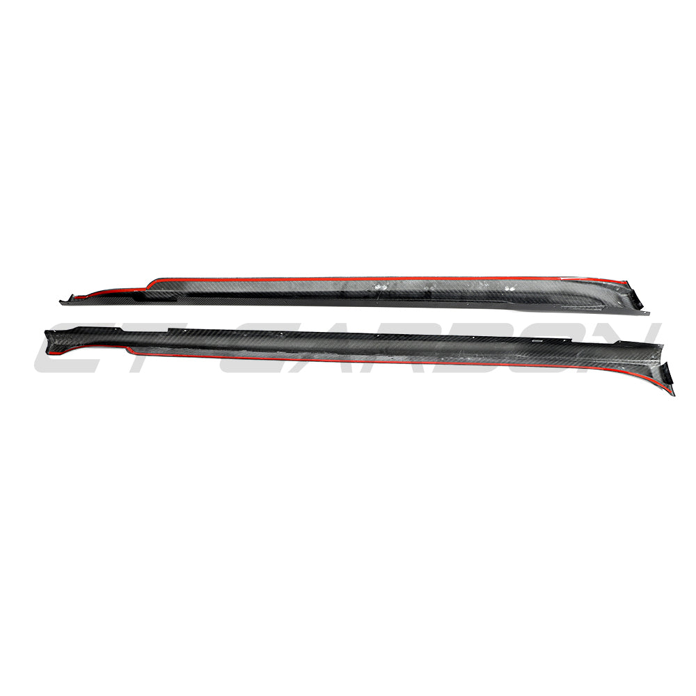 PORSCHE TAYCAN / TAYCAN 4 / TAYCAN 4S / TAYCAN GTS 2019+ CARBON FIBRE SIDE SKIRTS-Side Skirts-CT CARBON-CT Carbon - High-quality carbon fiber and gloss black aerodynamic parts for premium sports and luxury vehicles.