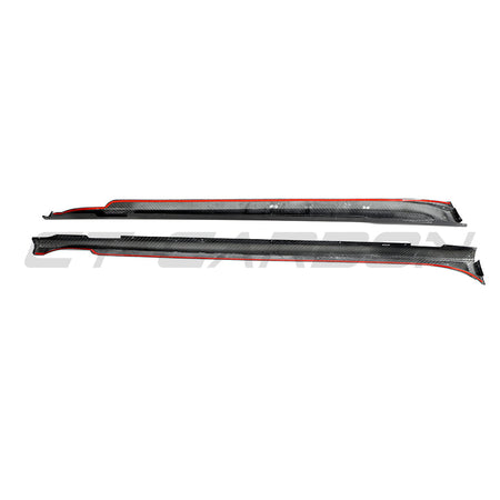 PORSCHE TAYCAN / TAYCAN 4 / TAYCAN 4S / TAYCAN GTS 2019+ CARBON FIBRE SIDE SKIRTS-Side Skirts-CT CARBON-CT Carbon - High-quality carbon fiber and gloss black aerodynamic parts for premium sports and luxury vehicles.