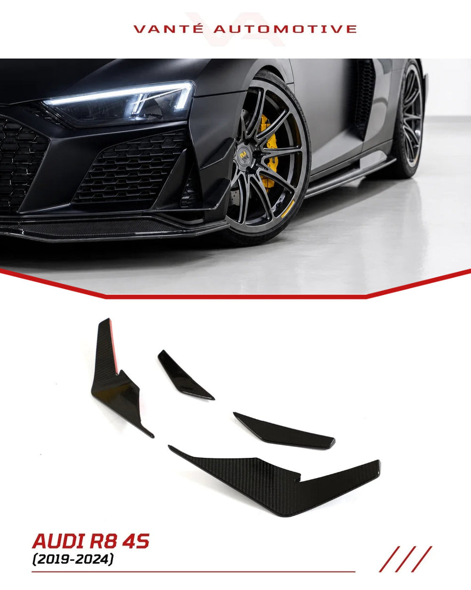 Audi R8 4S FL Carbon Fiber Front Bumper Canards V2
