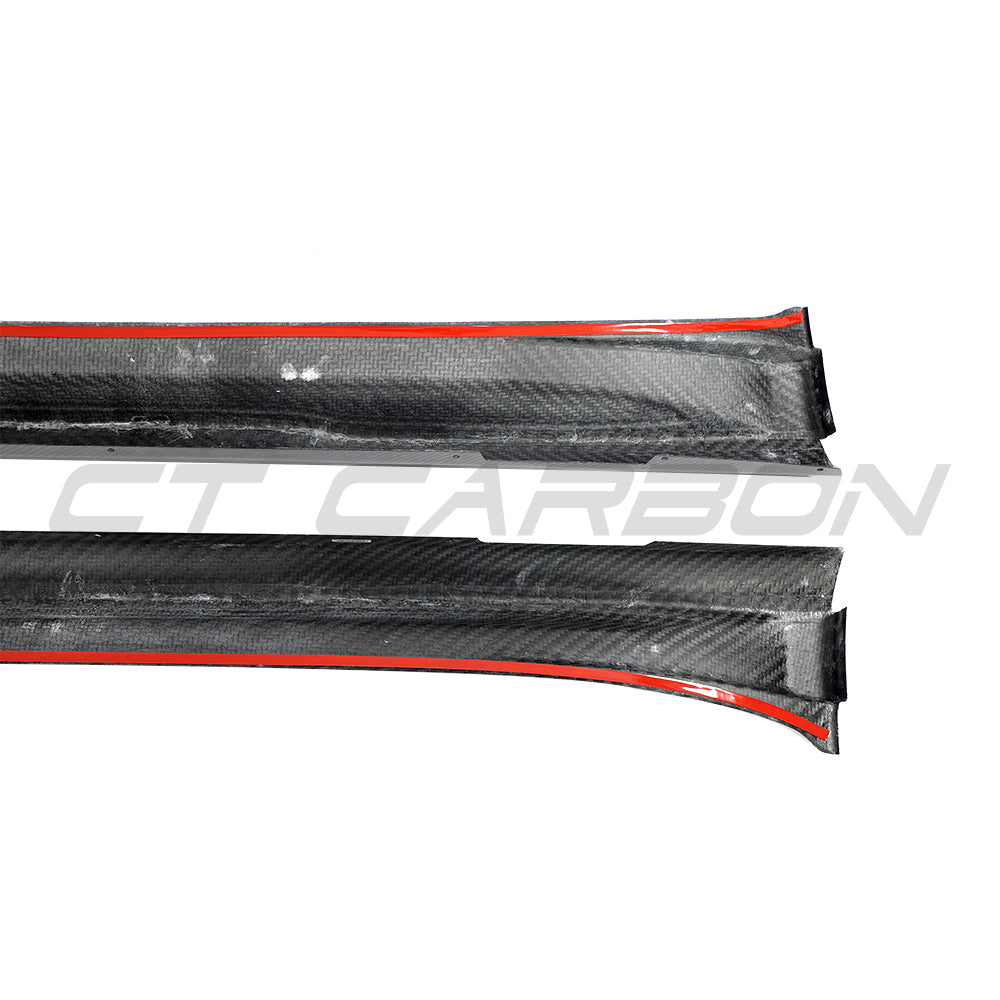 PORSCHE TAYCAN / TAYCAN 4 / TAYCAN 4S / TAYCAN GTS 2019+ CARBON FIBRE SIDE SKIRTS-Side Skirts-CT CARBON-CT Carbon - High-quality carbon fiber and gloss black aerodynamic parts for premium sports and luxury vehicles.
