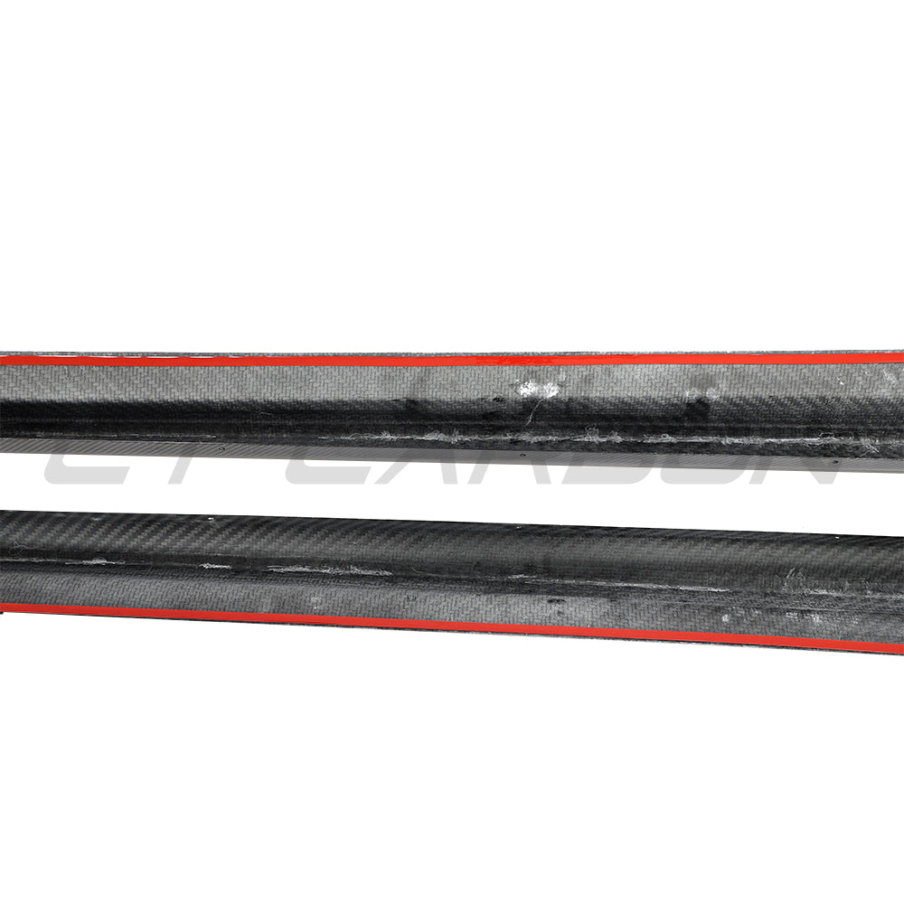 PORSCHE TAYCAN / TAYCAN 4 / TAYCAN 4S / TAYCAN GTS 2019+ CARBON FIBRE SIDE SKIRTS-Side Skirts-CT CARBON-CT Carbon - High-quality carbon fiber and gloss black aerodynamic parts for premium sports and luxury vehicles.