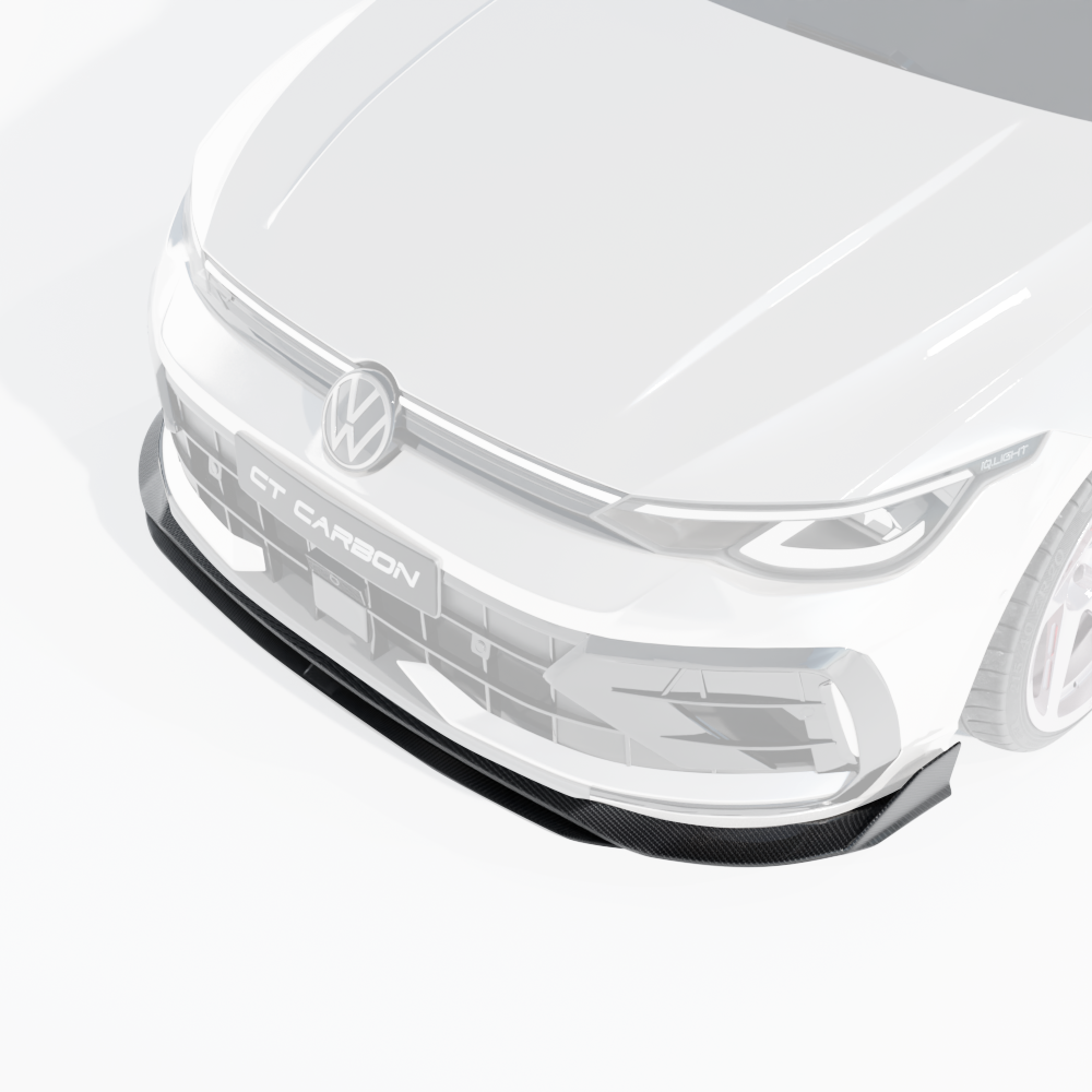 VW GOLF MK8.5 R CARBON FIBRE SPLITTER - CT DESIGN-Splitter-CT CARBON-CT Carbon - High-quality carbon fiber and gloss black aerodynamic parts for premium sports and luxury vehicles.