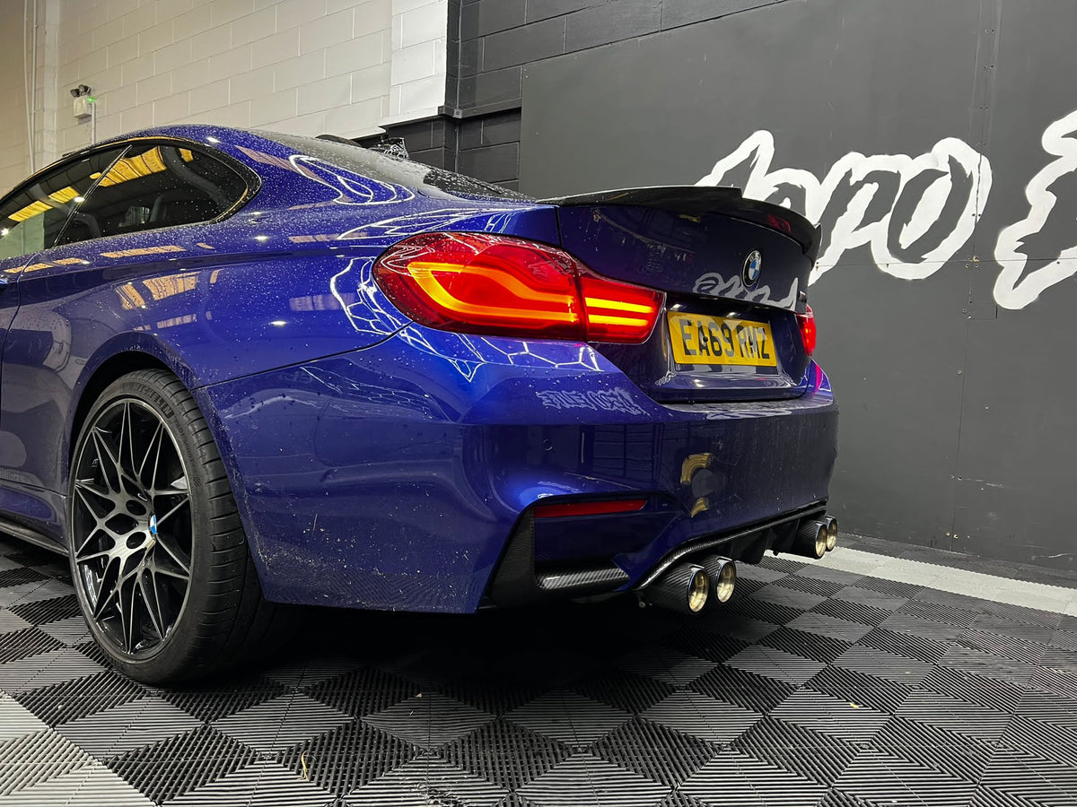 BMW M3 & M4 F80 F82 F83 REAR CARBON FIBRE BUMPER CANARDS-Accessories-CT CARBON-CT Carbon - High-quality carbon fiber and gloss black aerodynamic parts for premium sports and luxury vehicles.