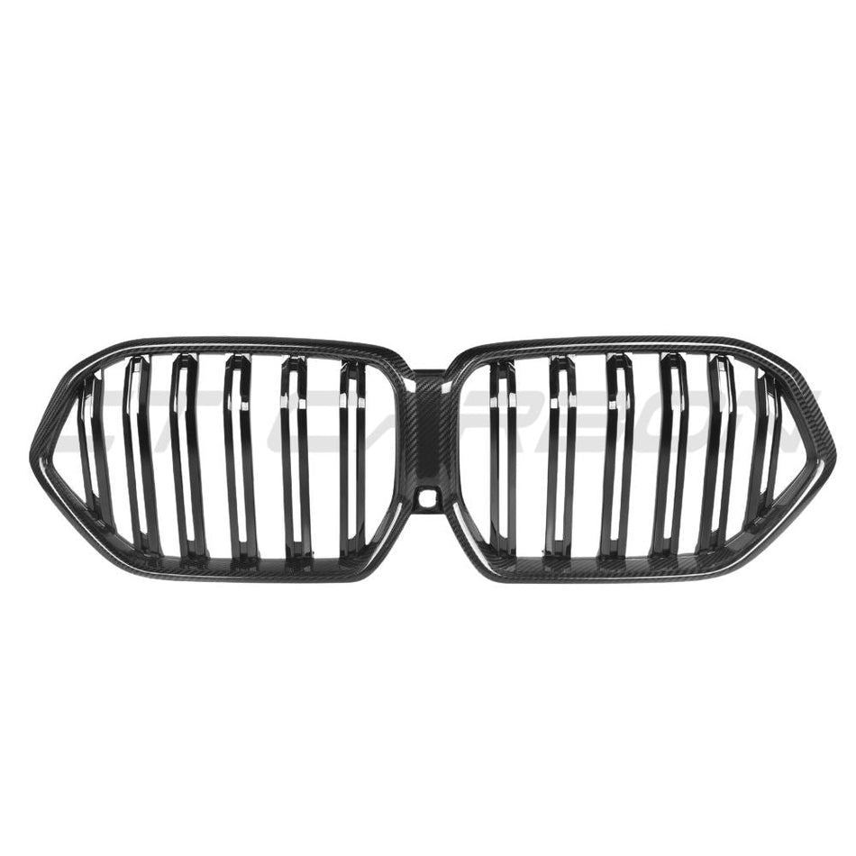 BMW X6 G06 LCI DOUBLE SLAT CARBON FIBRE FRONT GRILLE-Grille-CT CARBON-CT Carbon - High-quality carbon fiber and gloss black aerodynamic parts for premium sports and luxury vehicles.
