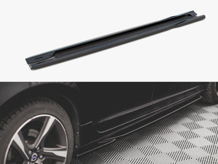 Maxton Design Side Skirts Diffusers Volvo S60 R-Design Mk2 - Carbon Look - VO-S60-2-RDESIGN-SD1C - Image 1