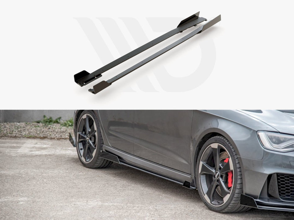 MAXTON DESIGN Street PRO Side Skirts Diffusers + Flaps Audi RS3 8V Sportback