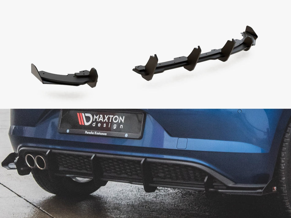 Maxton Design Street PRO Rear Valance + Flaps VW Polo GTI Mk6 - Red + Gloss Flaps - VWPO6GTICNC-RS3BRB+RSF1G - Image 1