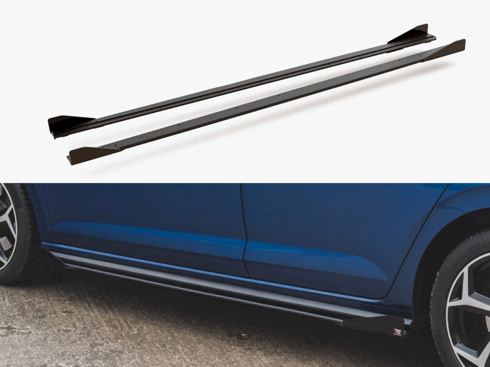 Maxton Design Street PRO Side Skirts Diffusers + Flaps VW Polo GTI Mk6 - VWPO6GTICNC-SD3B+SF1G - Image 1