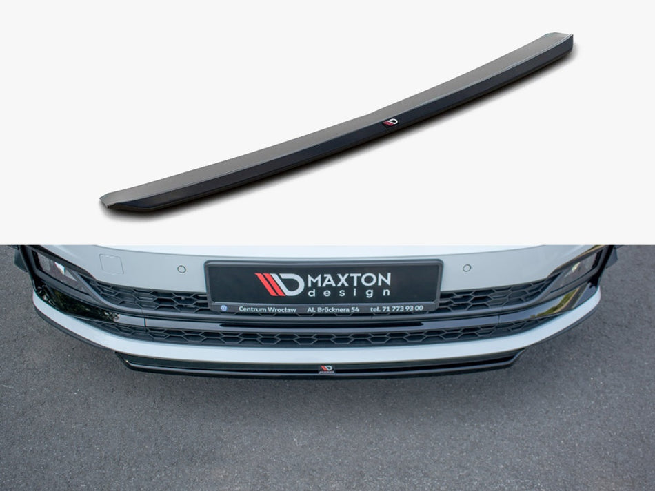 Maxton Design Front Splitter V.4 Volkswagen Polo GTI / R-Line Mk6 - Carbon Look - VW-PO-6-GTI-FD4C - Image 1