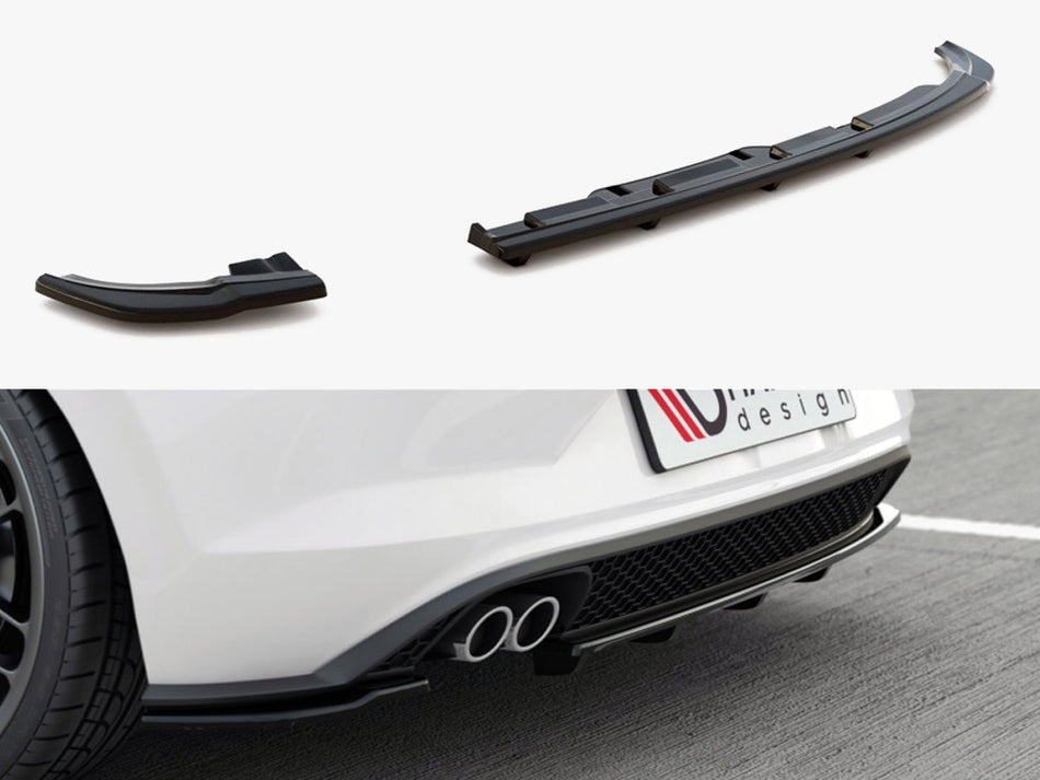Maxton Design Rear Splitter (Vertical Bars) Volkswagen Polo GTI / R-Line Mk6 - VW-PO-6-GTI-RSD2G+RD1G - Image 1
