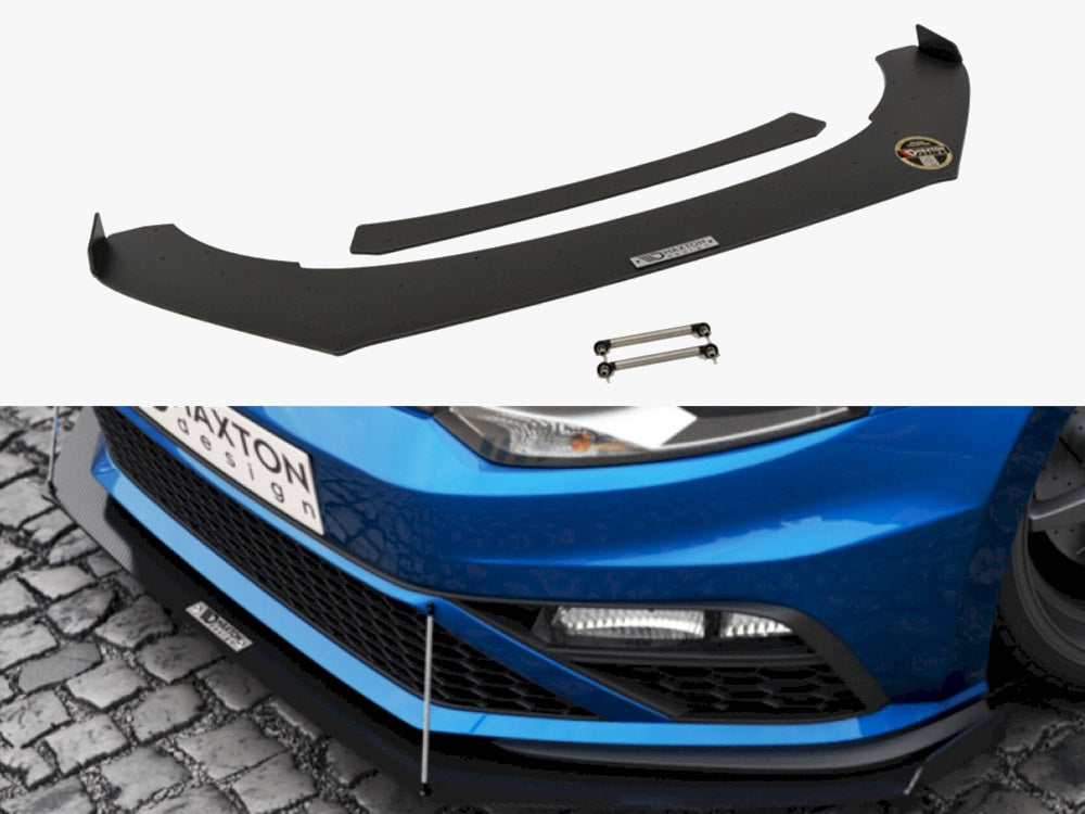 Maxton Design Front Racing Splitter (with wings) Volkswagen Polo GTI Mk5 Facelift - VW-PO-5F-GTI-CNC-FD2A - Image 1