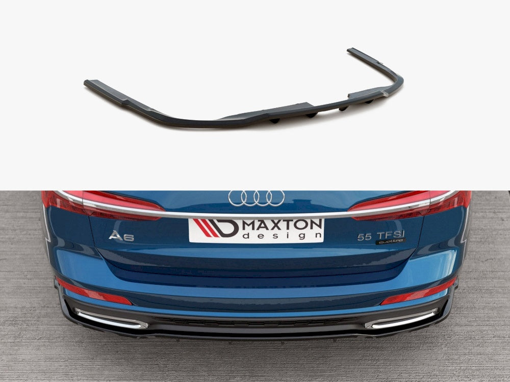 Maxton Design Central Rear Splitter (Vertical Bars) Audi A6 S-Line C8 - AU-A6-C8-SLINE-RD1G+RD2G - Image 1