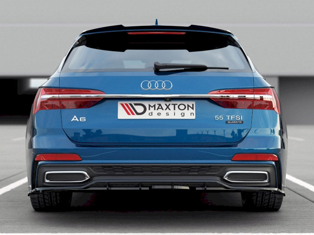 Maxton Design Central Rear Splitter (Vertical Bars) Audi A6 S-Line C8 - Carbon Look - AU-A6-C8-SLINE-RD1C+RD2C - Image 3