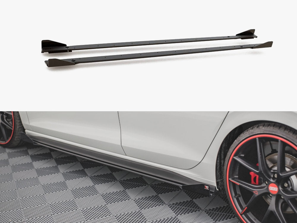 Maxton Design Street PRO Side Skirts Diffusers + Flaps Volkswagen Golf GTI / GTE / GTI Clubsport / R-Line Mk8 - VWGO8GTICNC-SD1B+SRF1G - Image 1