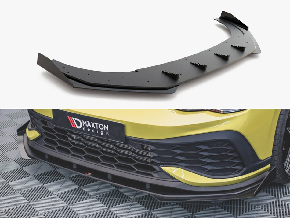 Maxton Design Street PRO Front Splitter + Flaps VW Golf 8 GTI Clubsport - VWGO8GTICSCNC-FD1B+FSF1G - Image 1