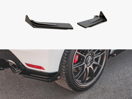 Street PRO Rear Side Splitters + Flaps Toyota GR Yaris Mk4 - Black-Red + Gloss Flaps