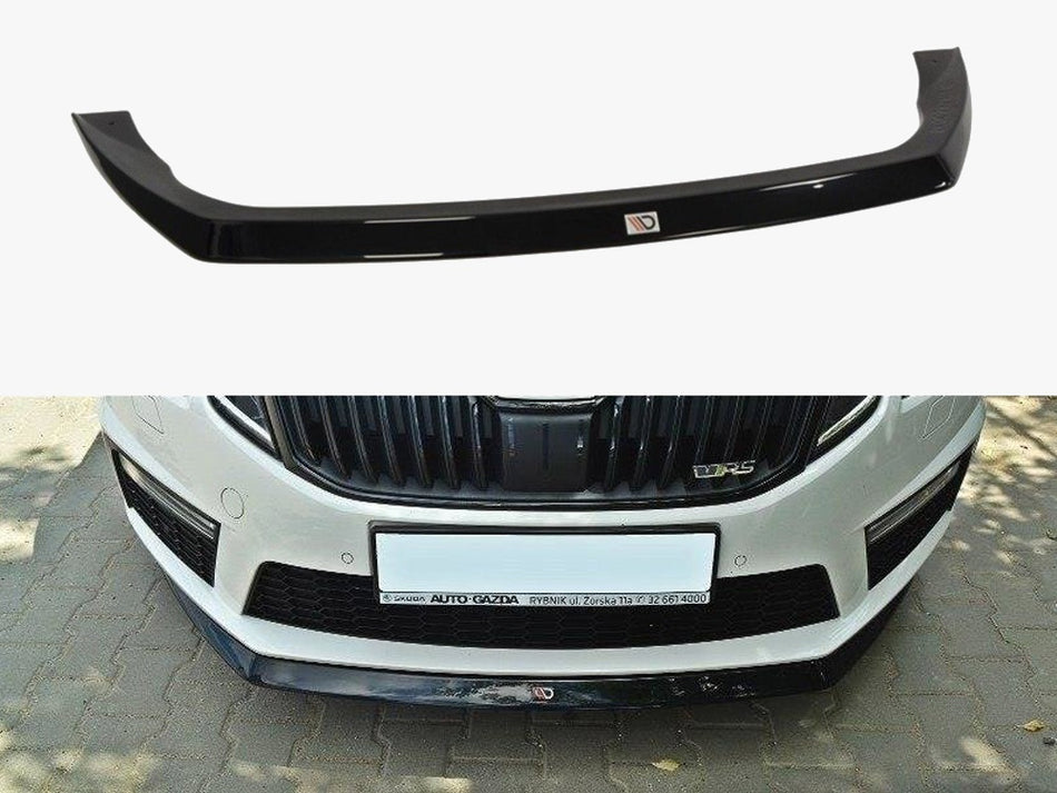 Maxton Design Front Splitter V.2 Skoda Octavia MK3 VRS (2013-2016) - Carbon Look - SK-OC-3-RS-FD2C - Image 1