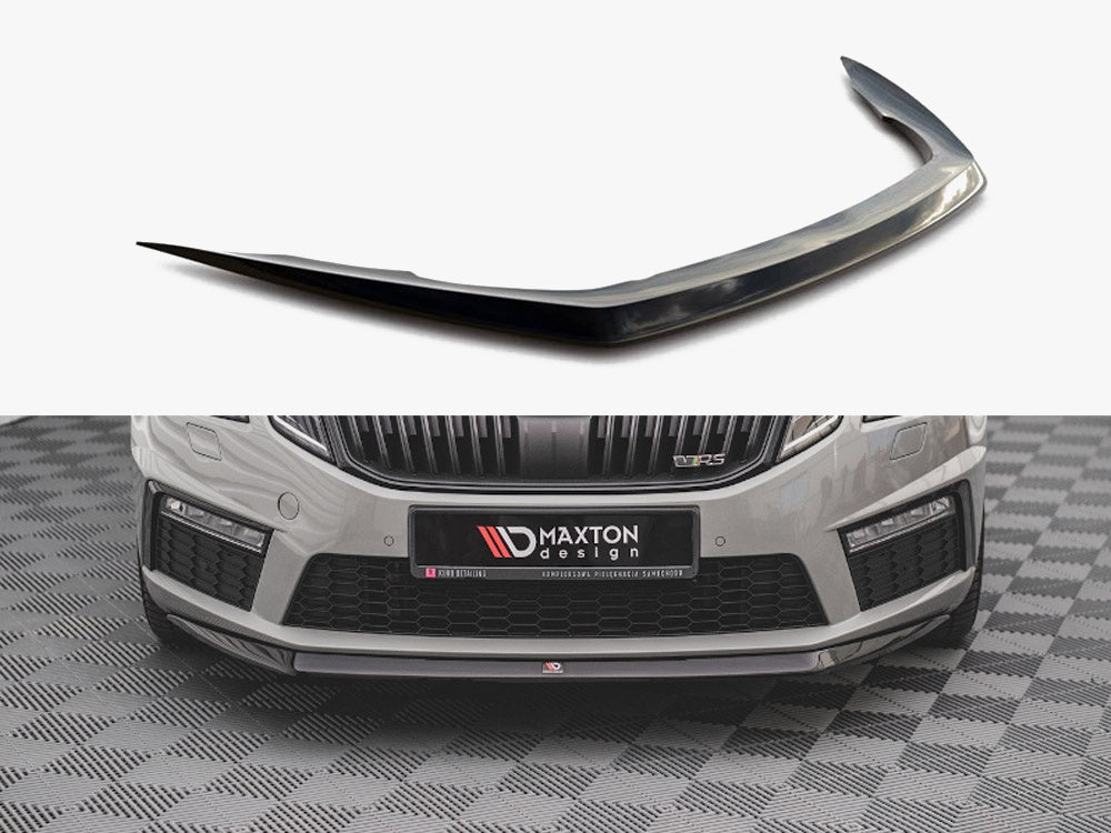 Maxton Design Front Splitter V.1 Skoda Octavia RS MK3 Facelift (2016-2019) - Carbon Look - SK-OC-3F-RS-FD1C - Image 1