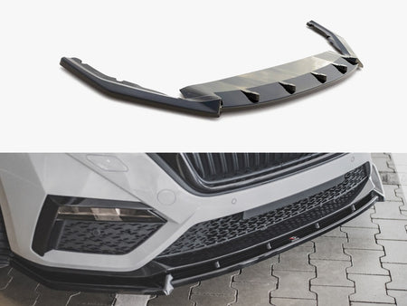 Maxton Design Front Splitter V.1 Skoda Octavia RS Mk4 (2020-) - Carbon Look - SK-OC-4-RS-FD1C - Image 1