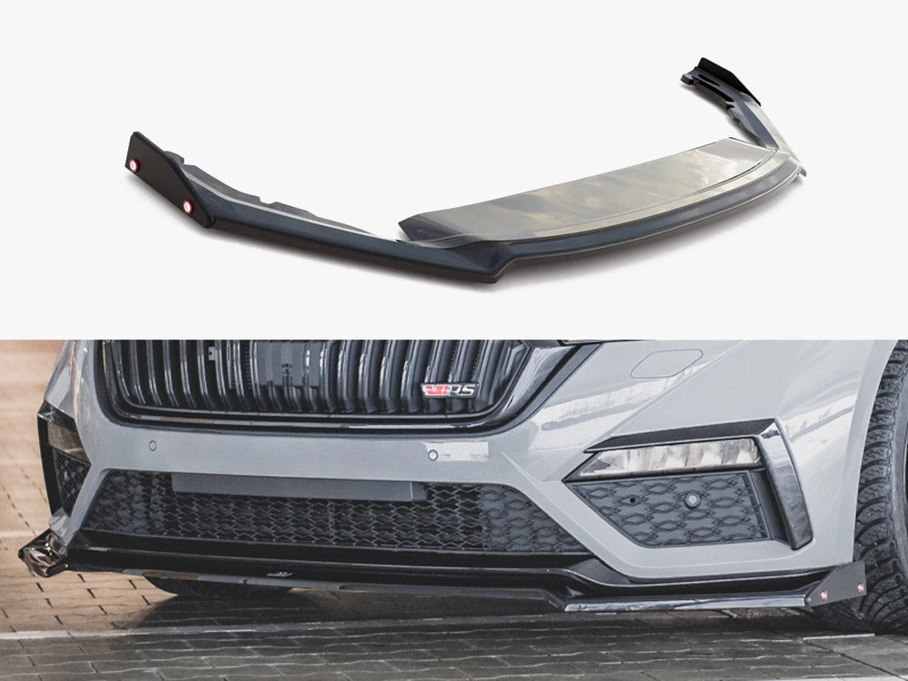 Maxton Design Front Splitter V.2 + Flaps Skoda Octavia RS Mk4 - SK-OC-4-RS-FD2G+FSF - Image 1