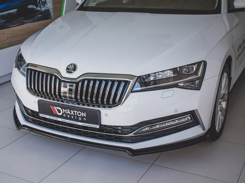Maxton Design Front Splitter V.1 Skoda Superb MK3 FL (2019-) - Carbon Look - SK-SU-3F-FD1C - Image 2