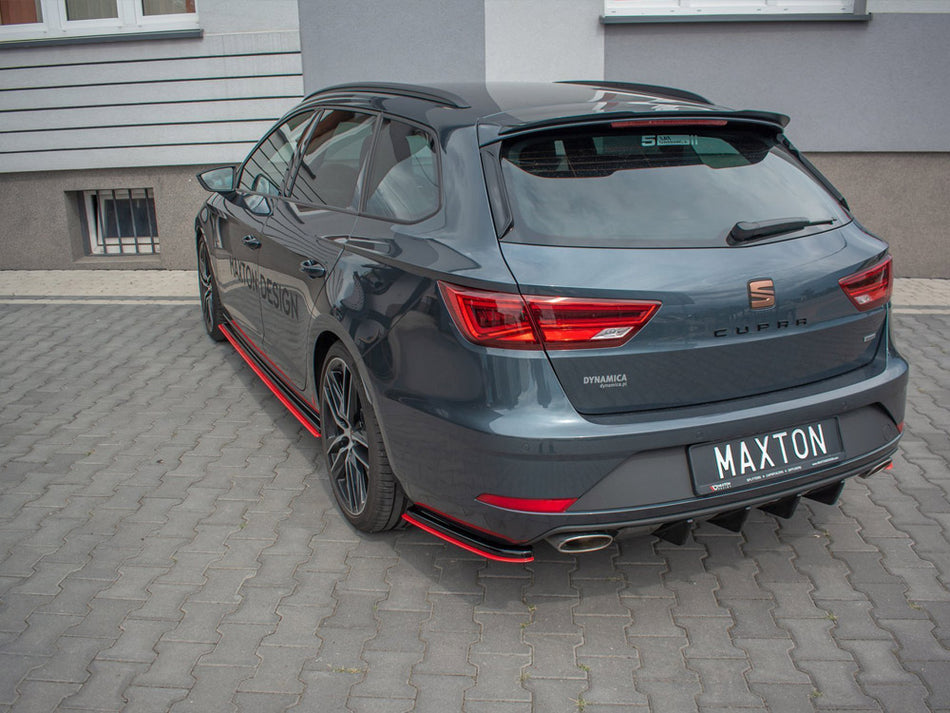 Maxton Design Rear Side Splitters V.4 Seat Leon Cupra Mk3 FL Sportstourer - SELE3FCUST-RSD1RRED+RSD1G - Image 2