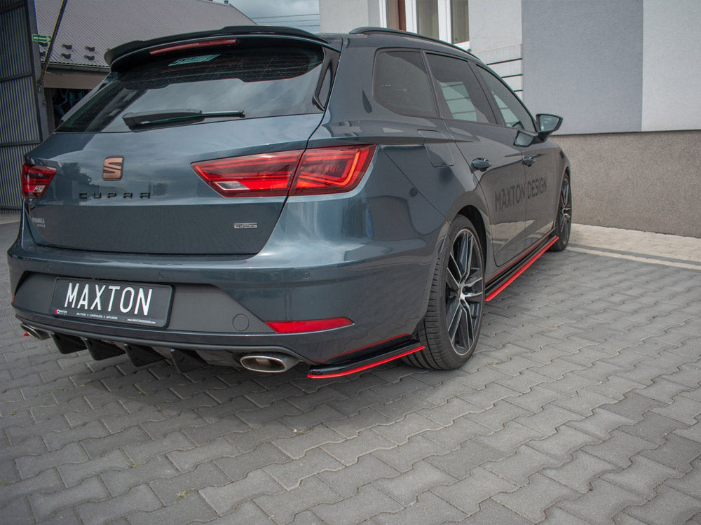 Maxton Design Rear Side Splitters V.4 Seat Leon Cupra Mk3 FL Sportstourer - SELE3FCUST-RSD1RRED+RSD1G - Image 3