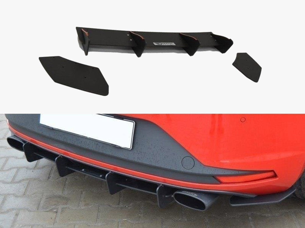 Maxton Design Seat Leon III Cupra Rear Diffuser &amp; Rear Side Splitters - SE-LE-3-CU-CNC-RS1A - Image 1