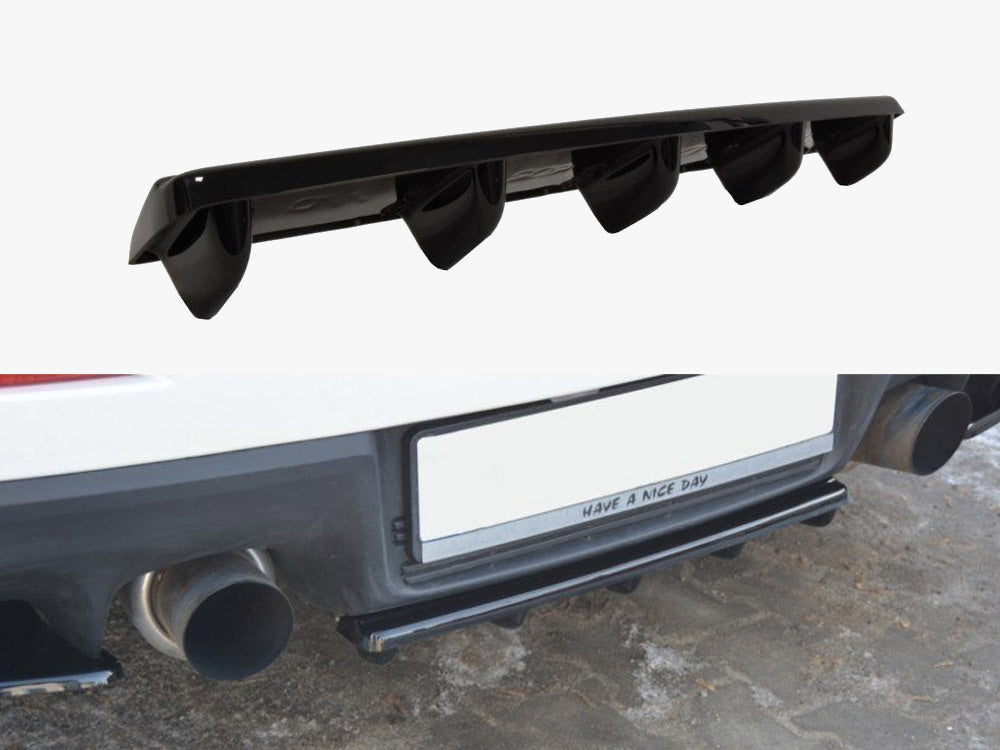 Maxton Design Central Rear Splitter Mitsubishi Lancer EVO X (W/vertical Bars) (2007-2015) - MI-LA-10-EVO-RD1+RD2G - Image 1