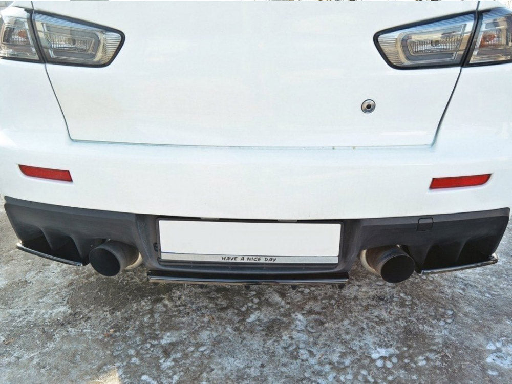 Central Rear Splitter Mitsubishi Lancer EVO X (W/vertical Bars) - Textured