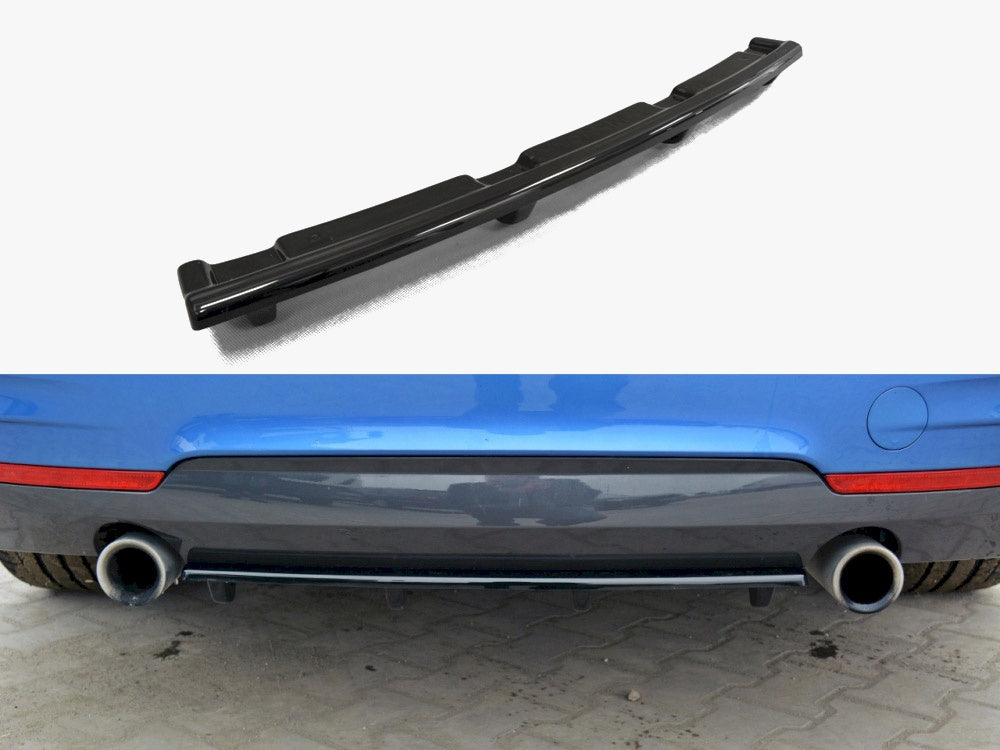 Maxton Design Central Rear Splitter (Vertical Bars) BMW 4 Coupe / Gran Coupe / Cabrio M-Pack F32 / F36 / F33 - Carbon Look - BM-4-F32-MPACK-RD1+RD2C - Image 1