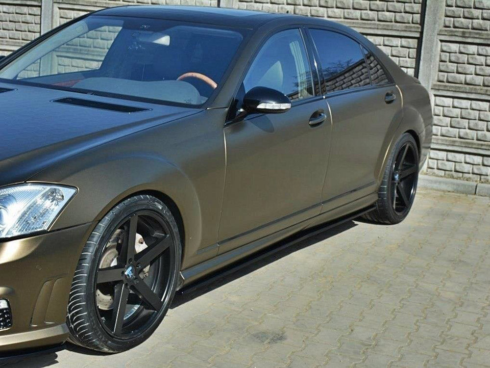 Side Skirts Diffusers Mercedes S-class W221 AMG LWB - Textured