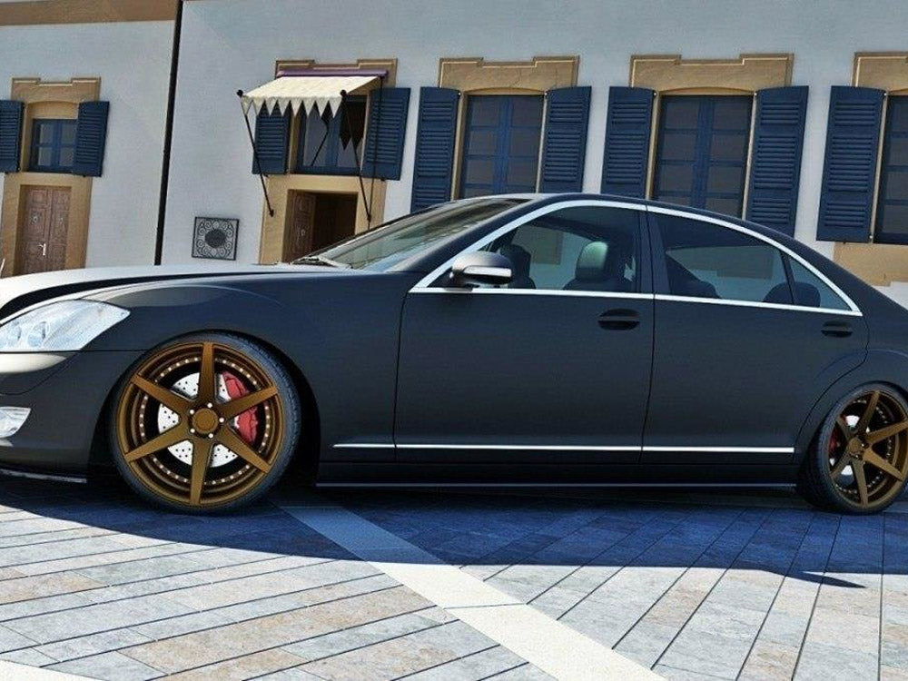 Maxton Design Side Skirts Diffusers Mercedes S-class W221 Long - Textured - ME-S-W221-SD1T - Image 2