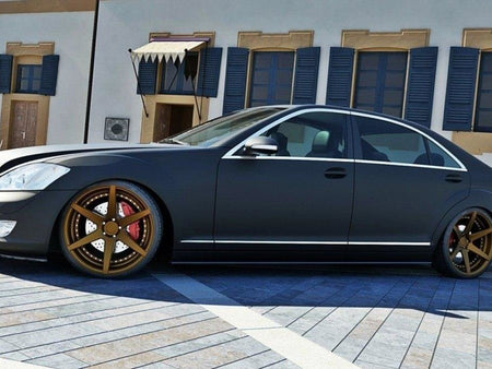 Maxton Design Side Skirts Diffusers Mercedes S-class W221 Long - Carbon Look - ME-S-W221-SD1C - Image 2