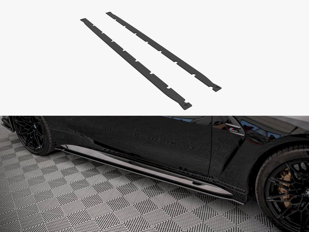Maxton Design Street PRO Side Skirts Diffusers Bmw M4 G82 (2021-) - Black-Red - BM4G82MCNC-SD1BRB - Image 1