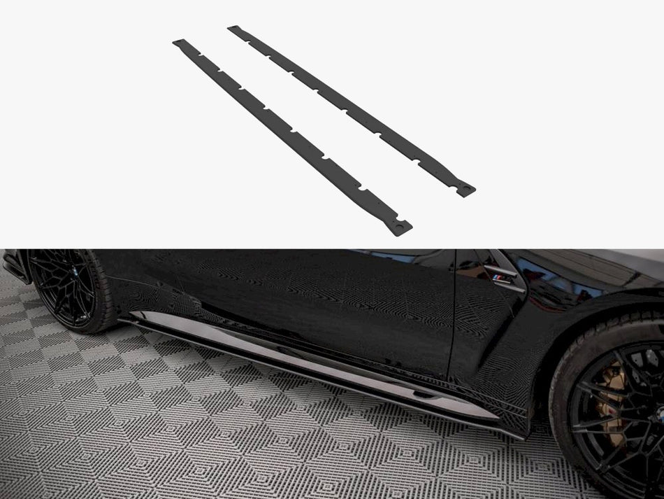 Maxton Design Street PRO Side Skirts Diffusers Bmw M4 G82 (2021-) - Black-Red - BM4G82MCNC-SD1BRB - Image 1