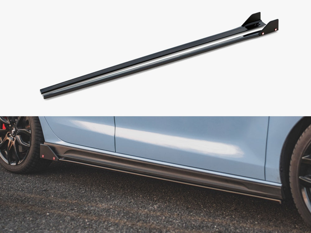 Maxton Design Side Skirts Diffusers V.5 + Flaps Hyundai I30 N Mk3 / Mk3 FL Hatchback / Fastback - HY-I30-3-N-SD5G+SF - Image 1