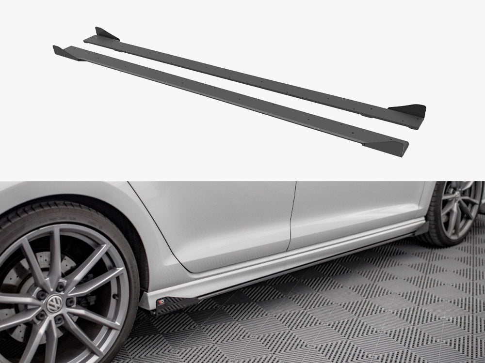 Maxton Design Street PRO Side Skirts Diffusers + Flaps VW Golf R Mk7 - VWGO7RCNC-SD1B+SRF1G - Image 1