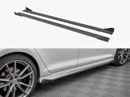Maxton Design Street PRO Side Skirts Diffusers + Flaps VW Golf R Mk7 - VWGO7RCNC-SD1B+SRF1G - Image 1