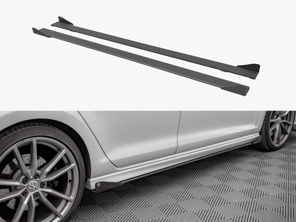 Maxton Design Street PRO Side Skirts Diffusers + Flaps VW Golf R Mk7 - VWGO7RCNC-SD1B+SRF1G - Image 1