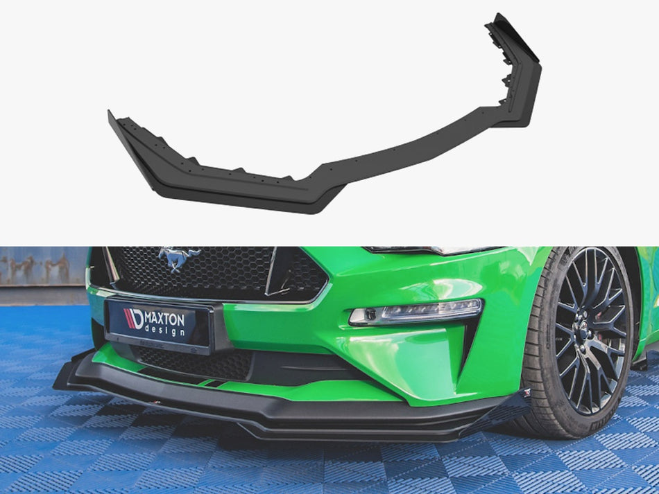 Maxton Design Street PRO Front Splitter V.1 + Flaps Ford Mustang GT Mk6 Facelift - FOMU6FGTCNC-FD1B+FSF1G - Image 1
