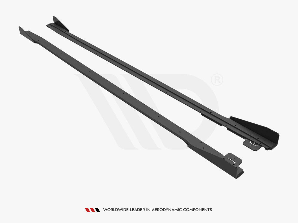 Maxton Design Street PRO Side Skirts Diffusers V.1 + Flaps Ford Mustang GT Mk6 Facelift - Black-Red + Gloss Flaps - FOMU6FGTCNC-SD1BRB+SRF1G - Image 4