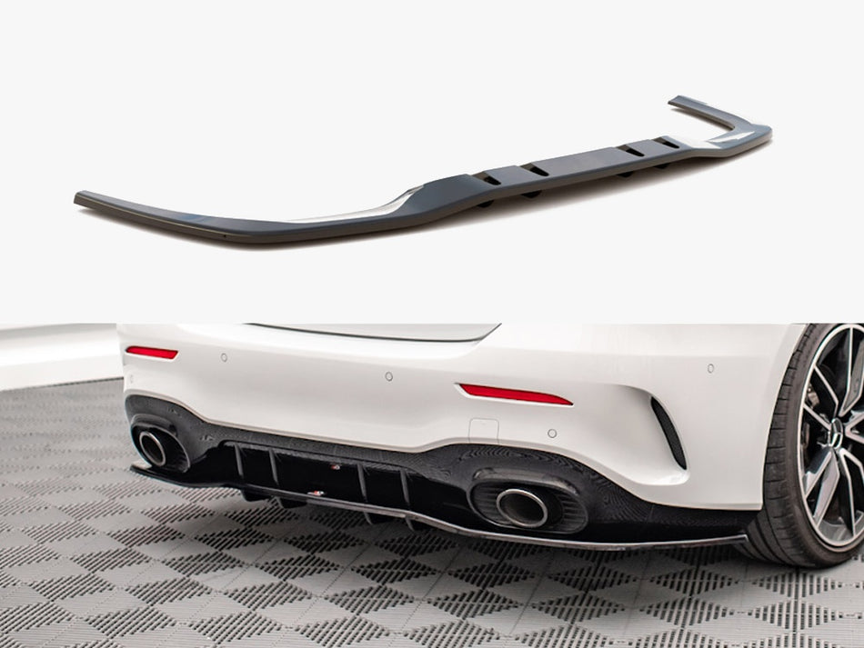 Rear Splitter (Vertical Bars) V.1 Mercedes A 35 AMG Sedan V177 - Carbon Look