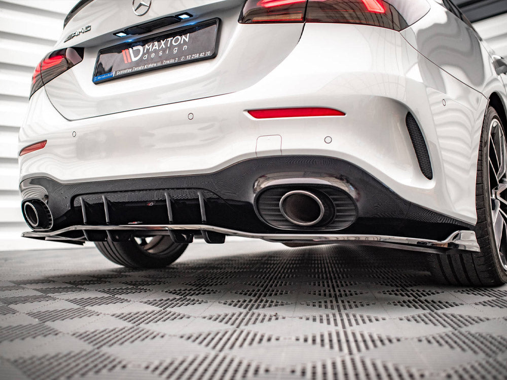 Rear Splitter (Vertical Bars) V.2 Mercedes A 35 AMG Sedan V177 - Textured