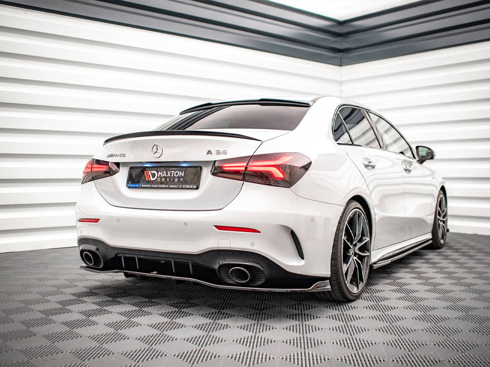 Rear Splitter (Vertical Bars) V.2 Mercedes A 35 AMG Sedan V177 - Textured